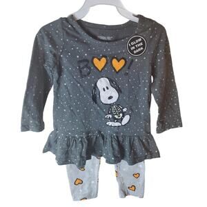 Peanuts Snoopy Two Piece Glow in the Dark Outfit, NWOT